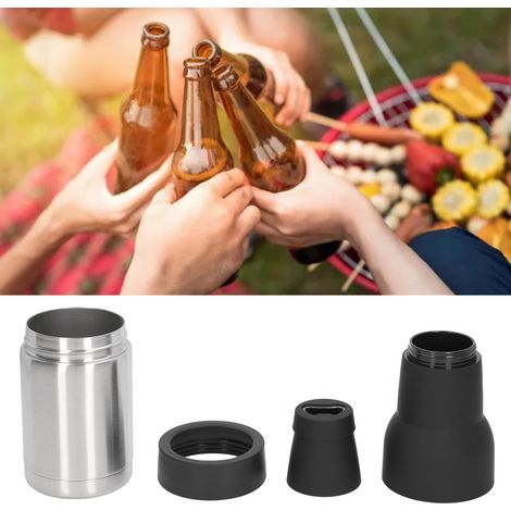 Conteneur isotherme à double paroi en acier inoxydable sous vide, refroidisseur de canettes de cola 3 en 1 en acier inoxydable à double paroi, chope à bière avec ouvre-bouteille, 300-400 ml, finition (1/5)