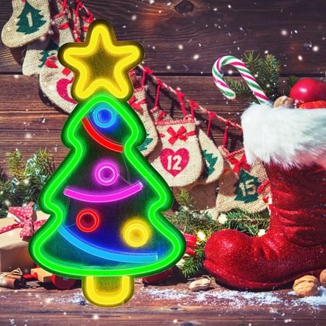 LED-Neonlichter in Weihnachtsbaumform, USB-Lichterkette, Nachtlampe, Dekoration für Zuhause, Partys, Hochzeiten, Geschenke, Neujahrsschmuck (1/4)