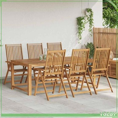 Chaise de jardin pliante - FAFEICY - 3065516 - Bois d'acacia massif - Lot de 6 - Réglable 5 positions (1/5)