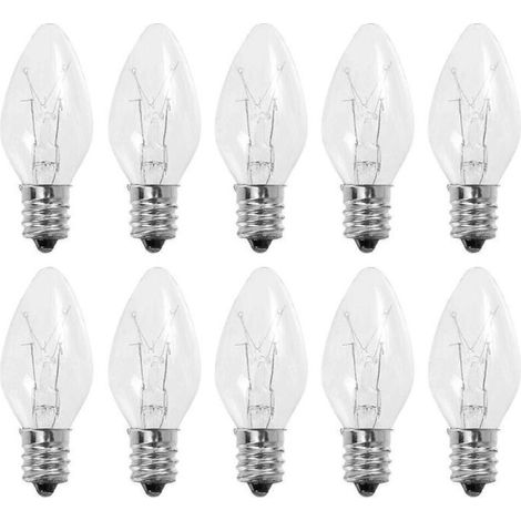 Bombillas de repuesto para luz blanca cálida E12 para uso doméstico, paquete de 10 bombillas C7-AquaForge (1/5)