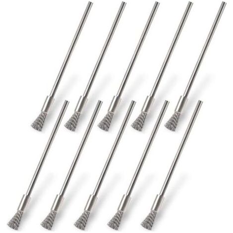 10 pièces brosse métallique en acier inoxydable pour perceuse petite brosse métallique en acier 3mm perceuse à brosse métallique pour nettoyer la rouille Corrosion saleté peinture (1/5)