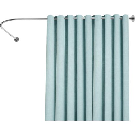 HAUTOUR Tringle à rideau de douche 72-95 x 90-130 cm - Barre d'angle pour baignoire avec support mural - Barre de douche réglable en argent - Inoxydable et stable - Montage facile sans perçage (1/5)