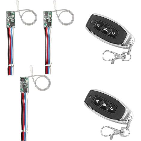 Module sans fil Récepteur Contrôleur DC 3.6 V 5V 9V 12V 24V 433 MHz avec 2 émetteurs, 2A Relais miniature Interrupteur à distance pour lampes, décorations de Noël (1/5)