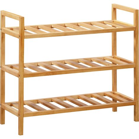 Hallowood Furniture Aston 3 Tier Shoe Storage, Stackable Oak Effect Shoe Rack for Hallway or Entryway, Compact Wooden Shelf Organiser for Living Room Fits Up to 9 Pairs of Adult Footwear (1/5)