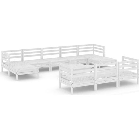 Mobili da giardino mobili da esterno set di mobili 11 pezzi in legno di pino massiccio bianco 020015468
