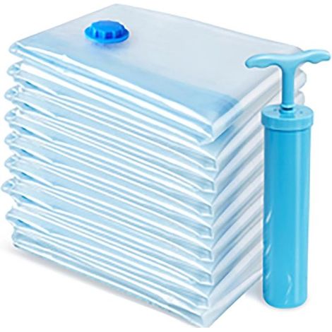 Lot de 6 sacs de rangement sous vide géants - 101,6 x 70 cm (40 x 27,5 pouces) - double fermeture éclair + valve anti-fuite - pompe manuelle incluse (1/5)