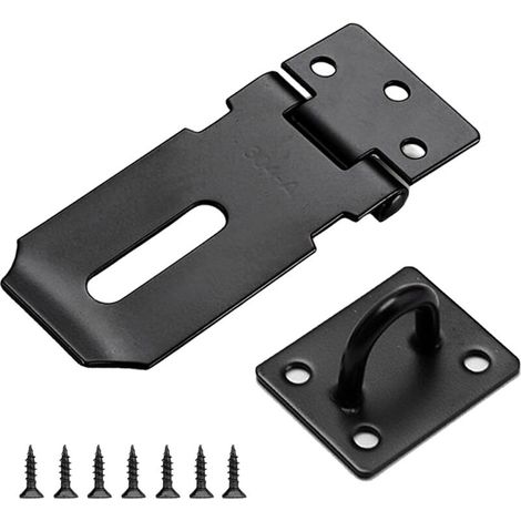 Cadenas à boucle en acier inoxydable avec serrure à vis pour armoires, portes, coffres et tiroirs (noir, 3 pouces) (1/4)