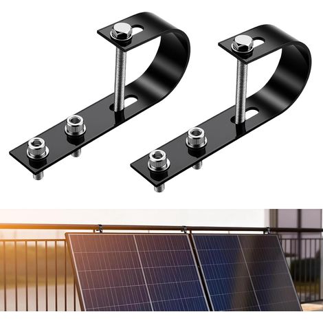 Lot de 2 Supports de Centrale Électrique de Balcon en Acier Inoxydable 304 - Crochet de Fixation Universel pour Module PV - Support de Panneau Solaire avec Kit de Montage Complet pour Balcon (1/5)