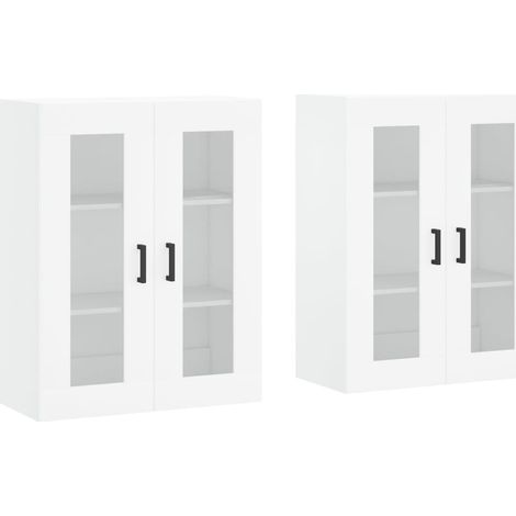 2 pcs Buffet,Bahut, Armoires murales blanc bois d'ingénierie CFW79514 (1/5)