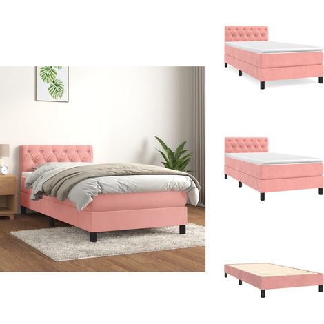 Boxspringbett mit Matratze Rosa 80x200 cm Samt - Samtbett - Boxspringbett - Doppelbett - Rosa Bett - Betten Günstig (1/5)