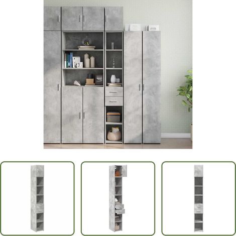 Rangement vertical - Armoire de rangement mince gris béton 30x42,5x225 cm (1/5)