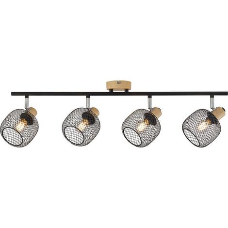 Plafonnier décoratif 4xE14 23W IP20 – Noir et bois (1/4)