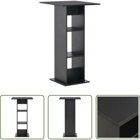 Esstisch - Bartisch Schwarz 60x60x110 cm (1/5)