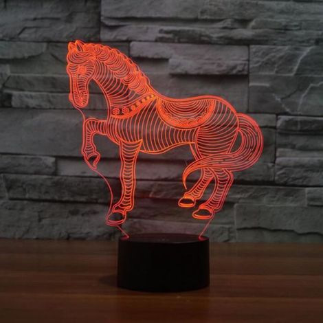 Lampe de bureau - Cheval 3D - LED - 7 couleurs - Rechargeable USB - Enfant (1/4)