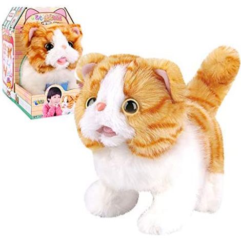 Peluche Chat Électrique, Jouet de Simulation Chat Marchant et Pleurant, Jouet en Peluche pour Fille (1/5)