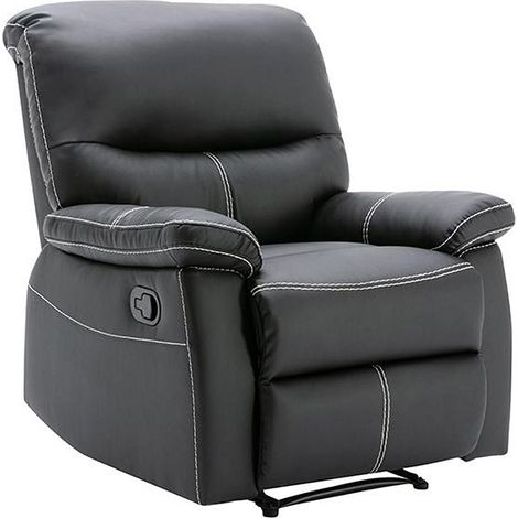 Vente-Unique – Fauteuil relax simili noir – Mécanisme de relaxation manuel – 5 positions d'inclinaison – Dimensions 79x90x95 cm – Charge max 120 kg