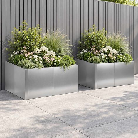 vidaXL Retaining Wall 4 pcs 100 x 100 x 40 cm Galvanised Steel Silver (1/5)