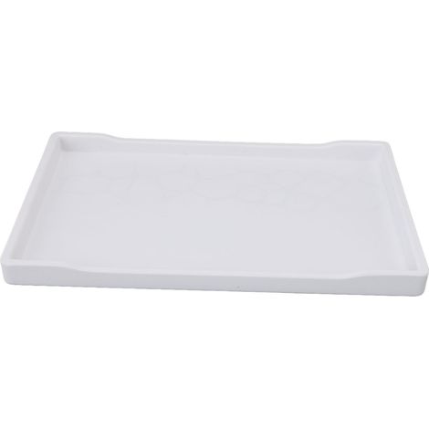 Modernes, minimalistisches rechteckiges Obsttablett aus Kunststoff mit rutschfester Unterseite für Küche und Esszimmer, weiß (1/5)