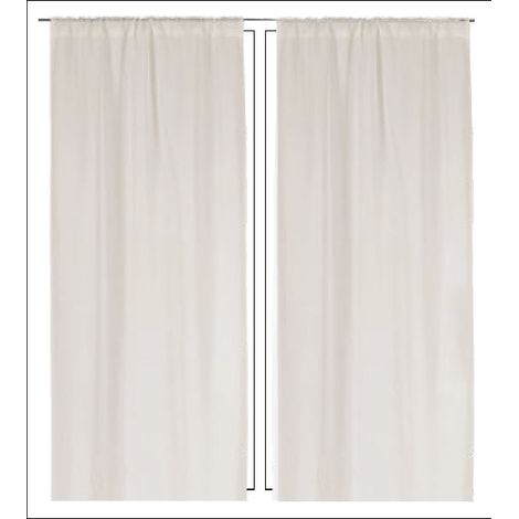 Paire de Petits voilages Droits Unis Naturel 45x180cm