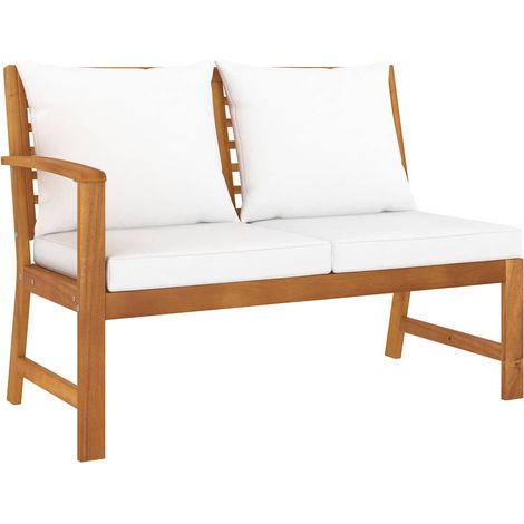 vidaXL Panca da Giardino 114,5 cm con Cuscino Crema in Legno di (1/5)