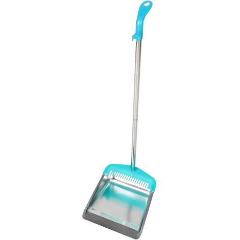 Stainless Steel Plastic Dustpan With Long Handle For Home Cleaning Upright Stand Up Dustpan For Kitchen Office Heavy Duty Dust Pan (1/5)
