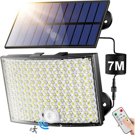 Lampe Solaire Exterieur,【268LED 5 Mode 7M câble】Lampe Solaire Exterieur Detecteur de Mouvement Projecteur Solaire Exterieur, IP65 Lumiere Solaire Exterieur,1800mAh Eclairage Exterieur avec Detecteur (1/5)