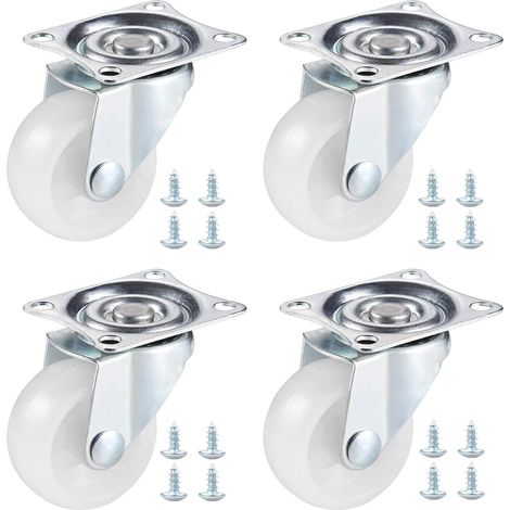 4 Pièces Roulettes pour Meubles, Roulettes Pivotantes pour Meubles sans Frein et 16 Vis, 40 mm Roulettes Pivotantes, Roulette Sans Traces au Sol pour Charge Lourde (1/5)