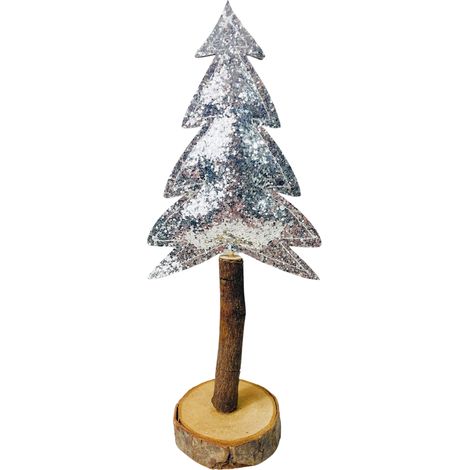 Albero di Natale in tessuto argentato montato su un tronco di 24 cm (1/5)