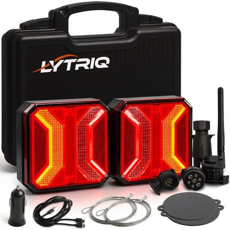 Kit Feux Arrière LED Sans Fil 5000mAh Homologué E9 Magnétique IP67 USB-C 7/13 Broches Remorque Camping-car Tracteur Bateau (1/5)