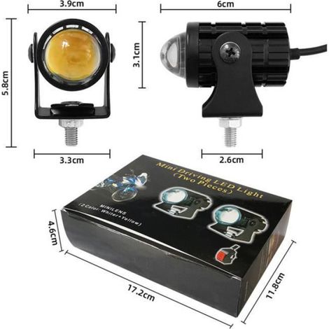 Projecteur LED Moto - 12 W - 3000 K + 6000 K - Étanche IP67 - Universel - 2 Pièces (1/4)