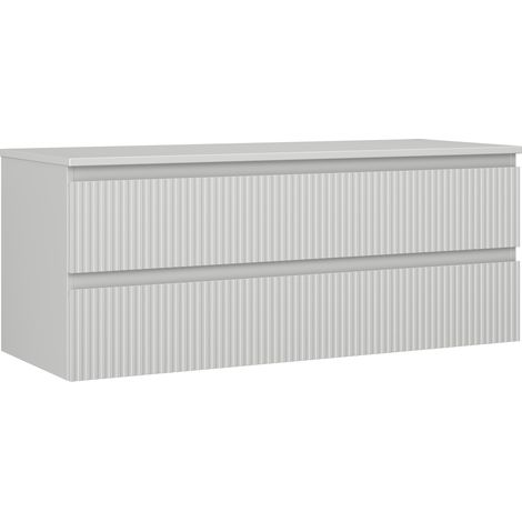 Mexen Rivel Badezimmerunterschrank 120 cm mit Platte, 2 Schubladen, gerillt, grau matt - 91A20-12047-2-BFFC62 (1/5)