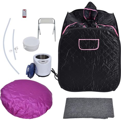 Sauna Intérieur Personnel, Spa De Sauna à Vapeur Portable avec Générateur De Vapeur 1000 W Et 2,6 L, Tente De Sauna Privée Pliante avec Pied De Chaise, Coussin Absorbant(EU) (1/5)