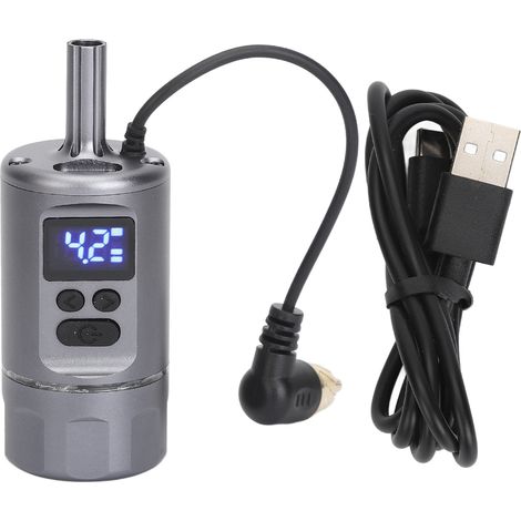 Poignée d'aiguille à cartouche d'encre à chargement sans fil réglable avec interface RCA, moteur portable 3-en-1 de 1600 mAh et alimentation intégrée pour aiguilles de tatouage, couleur argent.