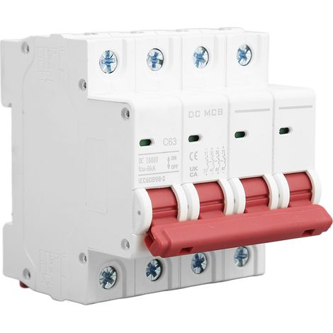 Disjoncteur miniature 4P pour montage sur rail DIN, protection basse tension 1000 V CC, 63 A (1/5)
