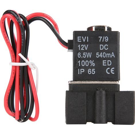 Vanne électrique solénoïde plastique 1/8" NPT, 2 voies, normalement fermée (NC), 12V DC (1/5)
