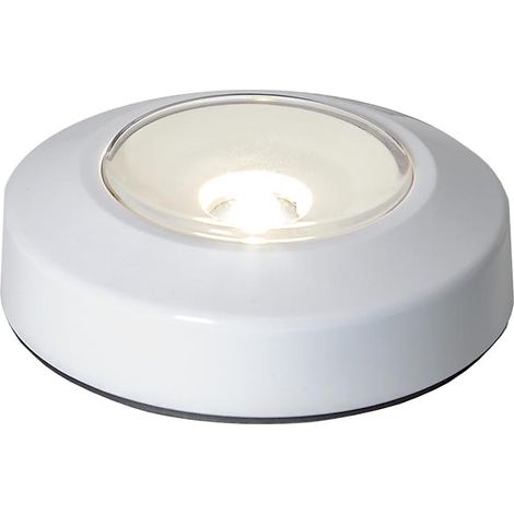 Star Trading Veilleuse LED Functional, lumière d'orientation, pile, fonction push, ronde, tactile, blanc chaud, Ø 6,9 cm