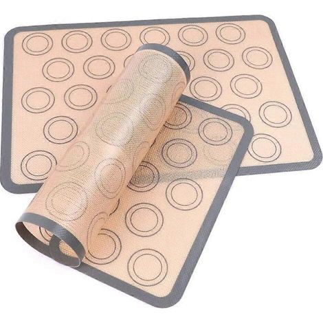 Lot de 2 tapis de cuisson en silicone antiadhésifs, réutilisables, pour macarons et biscuits. (1/5)