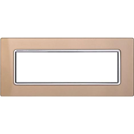 Ettroit Plaque compatible Bticino Livinglight 7 modules en verre couleur or - LN84711