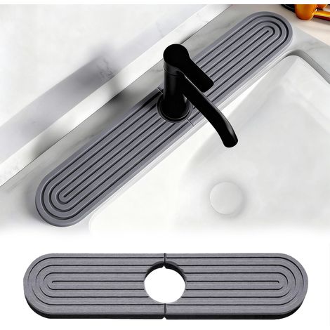 Tapis Egouttoir, Anti éclaboussures en Diatomite,Tampon de Sechage Evier, Protecteur D'évier Absorbant pour Cuisine et De Salle de Bain (Gris Foncé) (1/5)