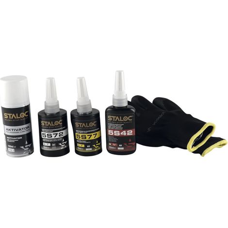 Staloc Gewindedichtung niedrig - bis mittelfest - Gewindekleber zur Abdichtung ideal für Rohrgewinde - 4er Set 5S42/5S72/5S77 + Aktivator Spray (1/5)