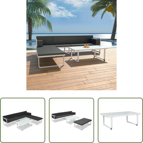 Gartenmöbel -  4-tlg. Garten-Lounge-Set mit Auflagen Aluminium Schwarz (1/5)