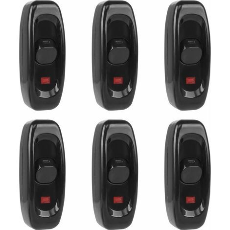 6pcs Interrupteur Lampe, Interrupteur à Bascule 250 V 10 A Ligne Cordon Interrupteur à Touche Basculante Interrupteur Intermédiaire Avec Voyant Led (Noir) (1/5)