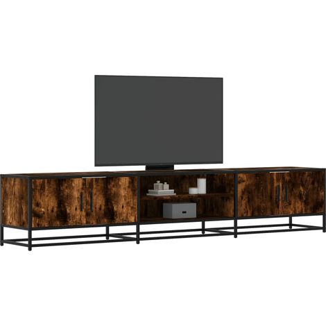 vidaXL Meuble TV chêne fumé 210x35x41 cm bois d'ingénierie (1/5)