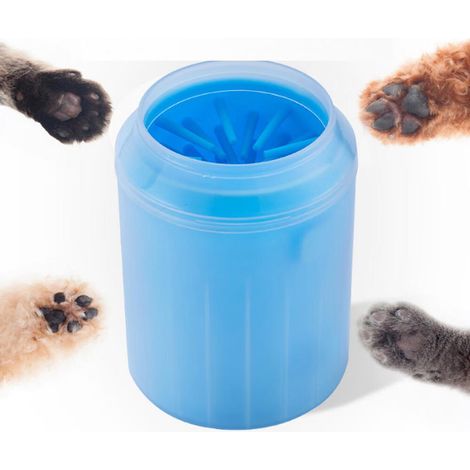 Nettoyeur de griffes portable pour animaux de compagnie, confortable et 2 en 1, pour le bain et la beauté des animaux de compagnie, nettoyeur de pattes semi-automatique (grand modèle bleu) (1/5)