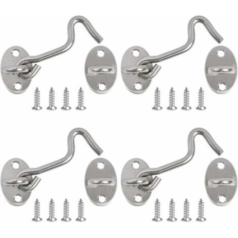 Crochet Fermeture Porte, 4PCS Crochet Cabine Verrous et Boulons pour Serrures Porte Loquet Portail Support Fenêtre pour Entretoise Silencieux Verrouillage Verrou Portail, 3 Pouce/Acier INOX (1/5)