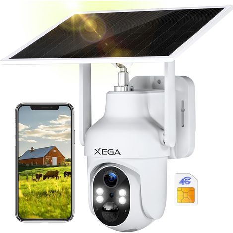 4G Caméra Extérieur Solaire avec Carte Sim sans Fil,10400mAh Batterie (1/5)