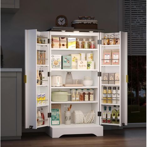MEUBLIV Küchenschrank 120 x 60,5 x 40 cm weiß – LED, Doppeltür (1/5)