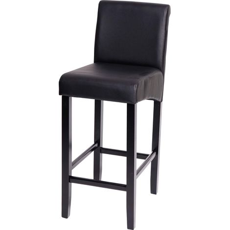 Taburete de bar trona x1 diseño clásico con reposapiés de PVC negro pies oscuros 040005272