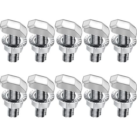 Lot de 10 vis à tête marteau M6 x 16 - En acier inoxydable A2-70 - Avec écrous à dents de blocage - Écrous à bride - Vis à double filetage M6 - Pour rail de montage solaire PV, serre et profil en (1/5)