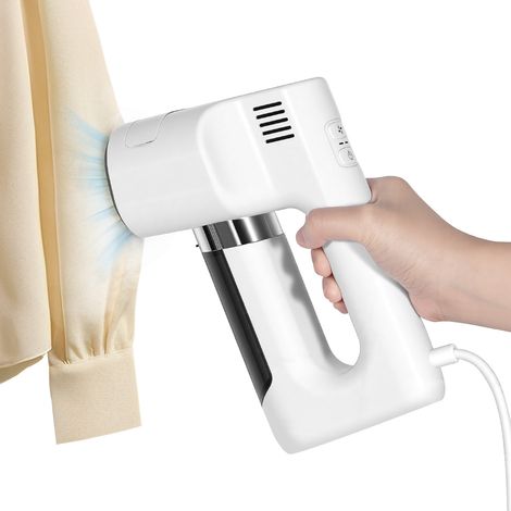 Défroisseur vapeur portatif à adsorption avec deux niveaux d'aspiration pour le repassage à sec ou humide. Idéal pour l'entretien du linge à domicile, doux et respectueux des vêtements.